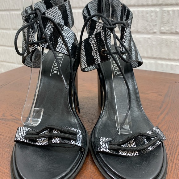 SOL SANA Chuck II Heel in Black & White Snakeskin 40 9 - Picture 5 of 11
